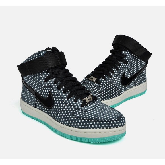 NIKE AIR AF1 ULTRA FORCE MID POLKA DOT Black/Sail green blue 654851-012 womens 6 - Picture 1 of 10